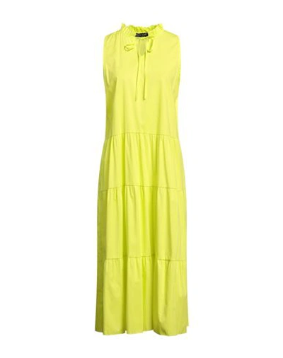 Shop Vanessa Scott Woman Midi Dress Acid Green Size Onesize Cotton, Elastane