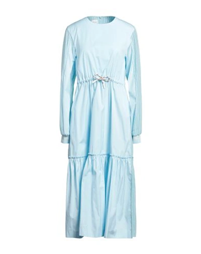 Shop Golden Goose Woman Midi Dress Sky Blue Size S Cotton, Silk
