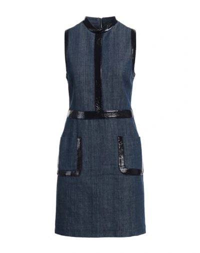 Shop Boutique Moschino Woman Mini Dress Blue Size 10 Cotton, Polyester, Polyurethane Resin