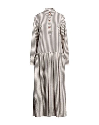Shop Alysi Woman Maxi Dress Steel Grey Size 4 Cotton, Viscose, Silk