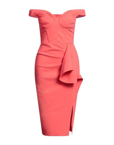 Shop Chiara Boni La Petite Robe Woman Midi Dress Coral Size 2 Polyamide, Elastane In Red