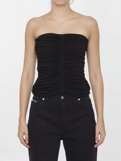 Shop Saint Laurent Bustier In Crêpe Jersey In Black