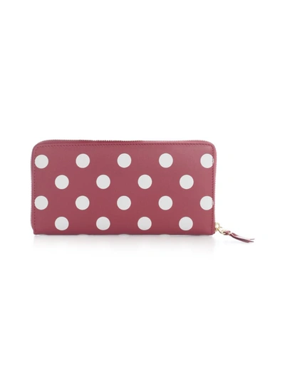 Shop Comme Des Garçons Dots Printed Leather Line Zipper Around Accessories In Red