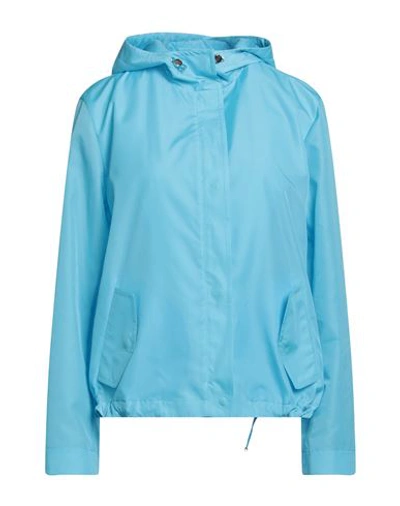 Shop Akris Woman Jacket Sky Blue Size 12 Polyester