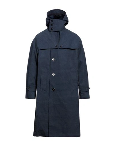 Shop Golden Goose Man Overcoat & Trench Coat Slate Blue Size M Cotton, Silk