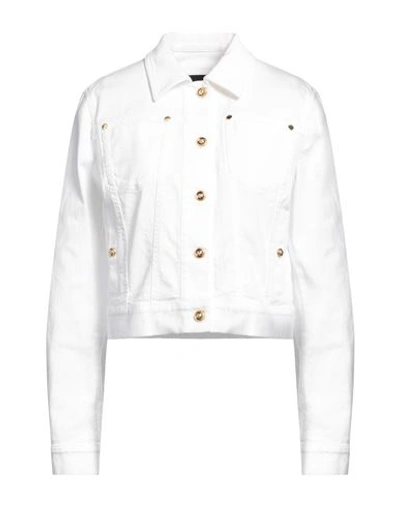 Shop Just Cavalli Woman Denim Outerwear White Size 4 Cotton, Elastane