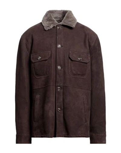 Shop Barba Napoli Man Jacket Dark Brown Size 46 Leather