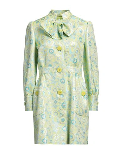 Shop Moschino Woman Overcoat & Trench Coat Light Green Size 12 Viscose, Acetate, Cotton, Polyester