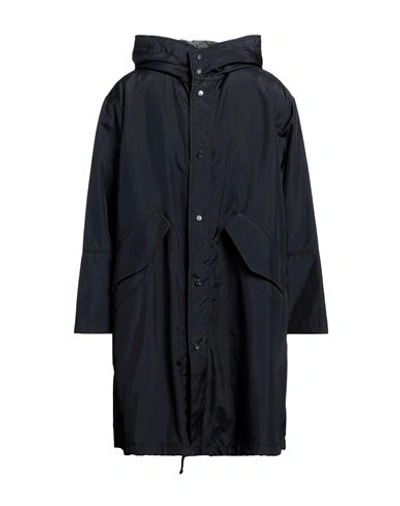 Shop Emporio Armani Man Overcoat & Trench Coat Navy Blue Size 38 Polyester, Polyamide, Polyurethane