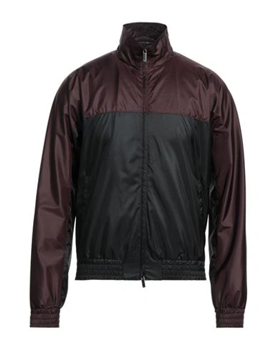 Shop Emporio Armani Man Jacket Burgundy Size 42 Polyester In Red