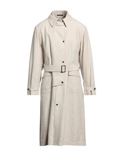 Shop Emporio Armani Man Overcoat & Trench Coat Beige Size 44 Linen, Polyamide
