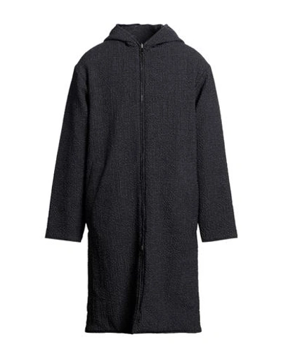 Shop Emporio Armani Man Coat Midnight Blue Size 48 Virgin Wool, Elastane, Polyamide