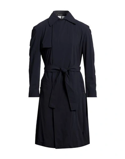 Shop Emporio Armani Man Overcoat & Trench Coat Midnight Blue Size 42 Polyamide, Elastane