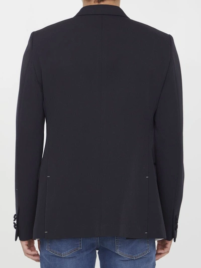 Shop Valentino Double-breasted Wool Jacket In Blue