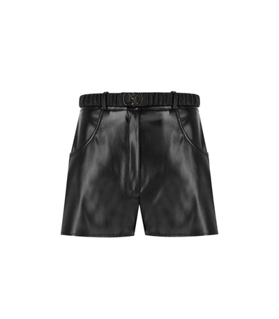 Shop Elisabetta Franchi Black Leather Effect Shorts