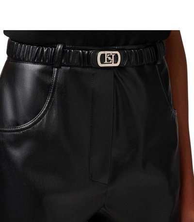 Shop Elisabetta Franchi Black Leather Effect Shorts