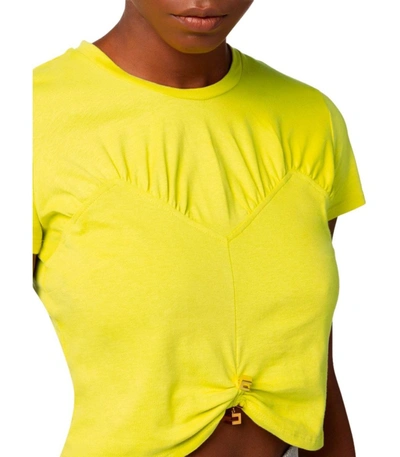 Shop Elisabetta Franchi Cedar Cropped T-shirt In Yellow