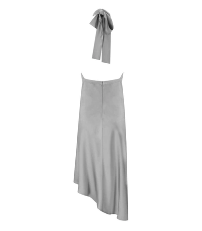 Shop Elisabetta Franchi Piombo Satin Midi Dress In Grey