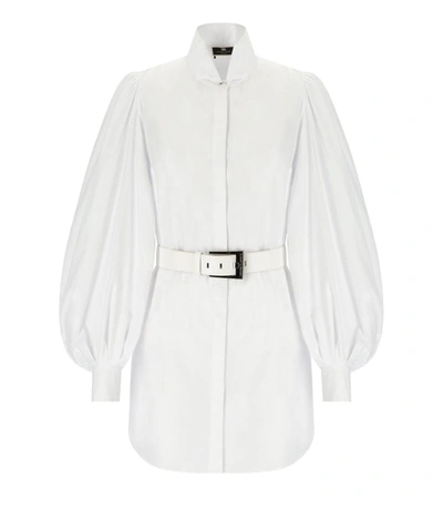 Shop Elisabetta Franchi White Shirt Dress With Belt