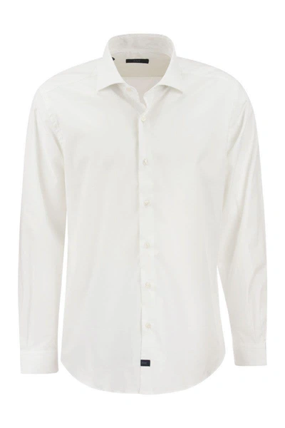 Shop Fay Stretch French Collar Shirt In White