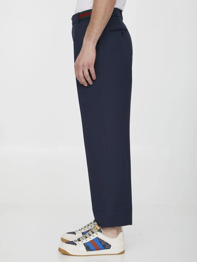 Shop Gucci Fluid Drill Trousers In Blue
