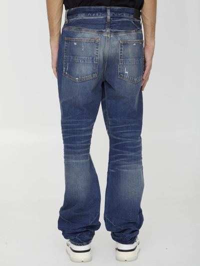 Shop Amiri Fractured Straight Jeans In Blue