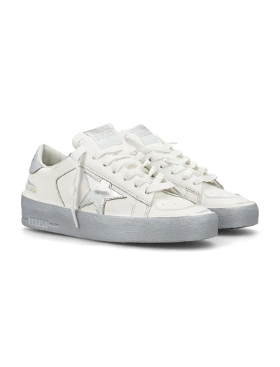 Shop Golden Goose Stardan Woman's Sneakers In White Silver