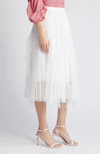 Shop Nikki Lund Wendy Beaded Tulle Skirt In White