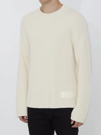 Shop Ami Alexandre Mattiussi Ivory Jumper With Patch
