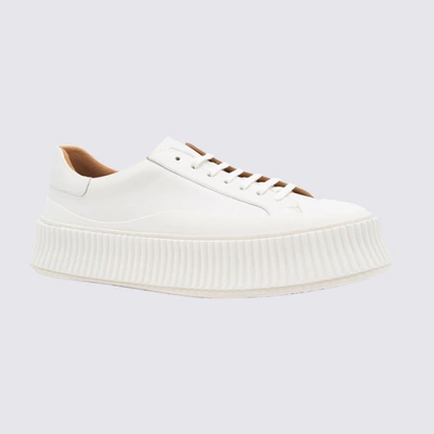 Shop Jil Sander White Leather Sneakers In Porcelain