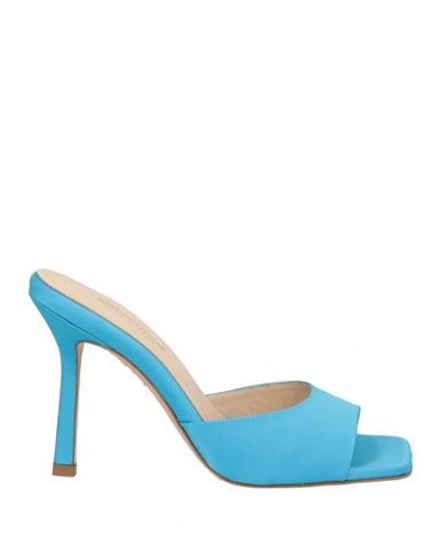 Shop Semicouture Woman Sandals Azure Size 6 Textile Fibers In Blue