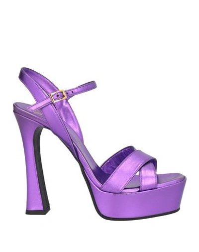 Shop Giampaolo Viozzi Woman Sandals Purple Size 10 Sheepskin