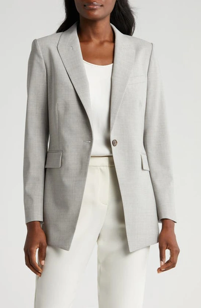 Shop Theory Etiennette Wool Blend Blazer In Light Grey Melange
