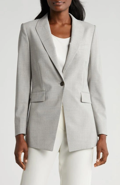 Shop Theory Etiennette Wool Blend Blazer In Light Grey Melange