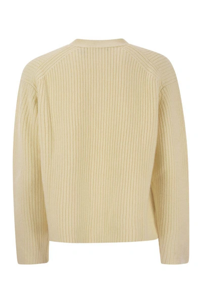Shop Polo Ralph Lauren Ribbed Wool And Cashmere Cardigan In Cream