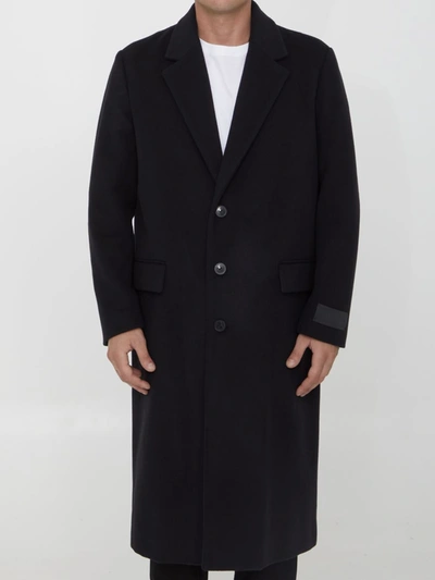 Shop Valentino Single-breasted Wool Coat In Black