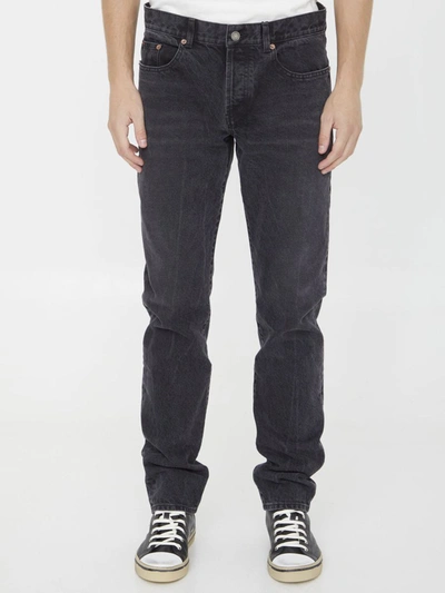 Shop Saint Laurent Slim Denim Jeans In Black