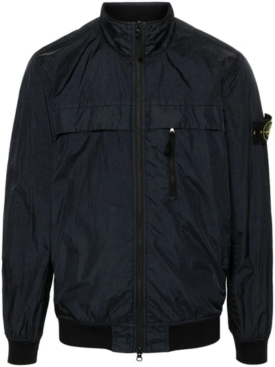 Shop Stone Island Jacket Garment Dyed Crinkle Reps R-ny In Blue