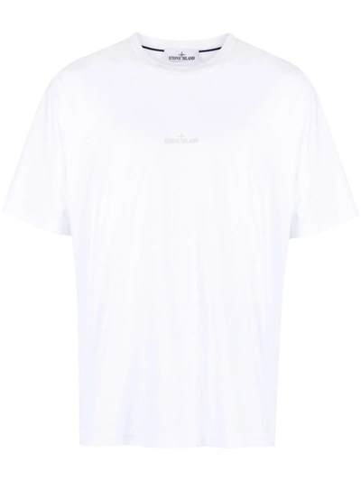 Shop Stone Island T-shirt 'scratched Paint One' Print In White