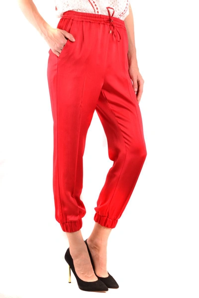 Shop Twinset Trousers In Burgundy