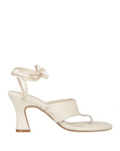 Shop Elvio Zanon Woman Thong Sandal Ivory Size 7 Soft Leather In White