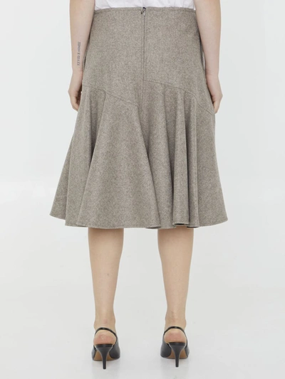 Shop Bottega Veneta Wool Flannel Skirt In Beige
