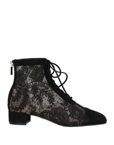 Dior Woman Ankle Boots Black Size 7 Textile Fibers, Leather In Black