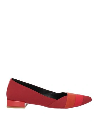 Shop Daniele Ancarani Woman Ballet Flats Red Size 7 Textile Fibers, Leather