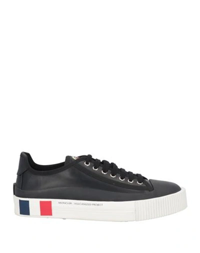 Shop Moncler Man Sneakers Black Size 8 Leather, Textile Fibers