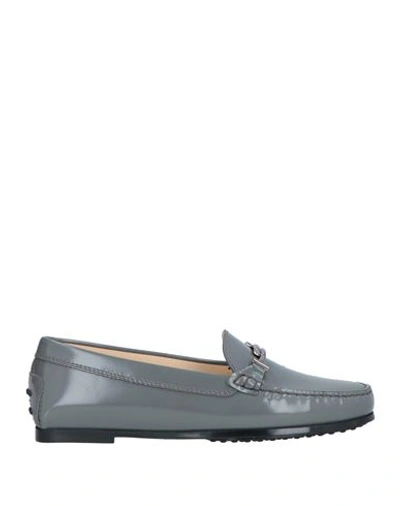 Tod's Woman Loafers Grey Size 8 Leather In Grey