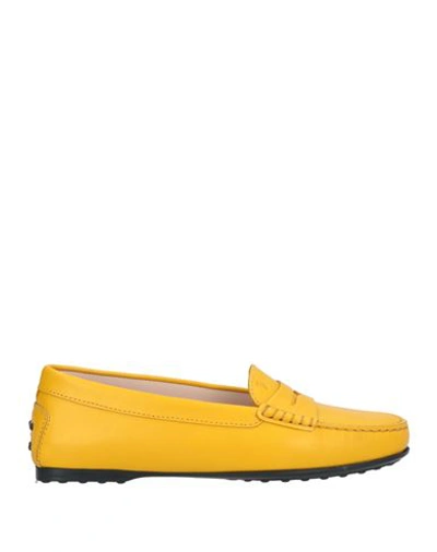 Shop Tod's Woman Loafers Ocher Size 8 Leather In Yellow