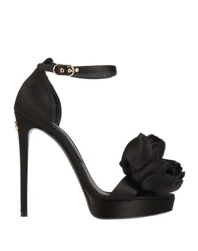 Shop Dolce & Gabbana Woman Sandals Black Size 7.5 Textile Fibers