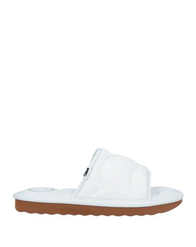 Shop Chloé Woman Sandals White Size 8 Leather, Textile Fibers