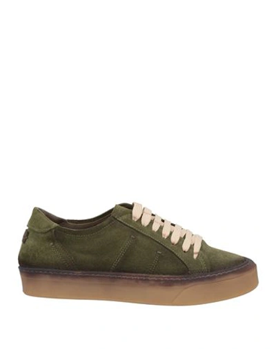 Shop Le Ruemarcel Man Sneakers Military Green Size 7 Leather